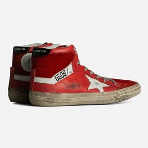 Golden Goose Red High-Top Sneakers